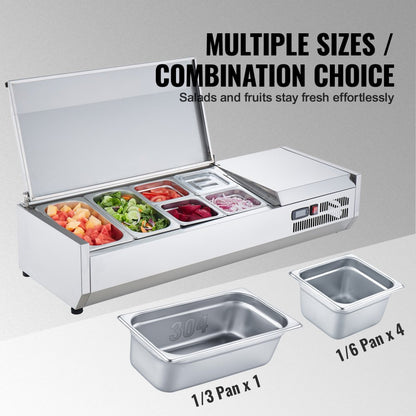 E48TW-G - Stainless Steel Refrigerated Prep Station with Pans and Digital Control