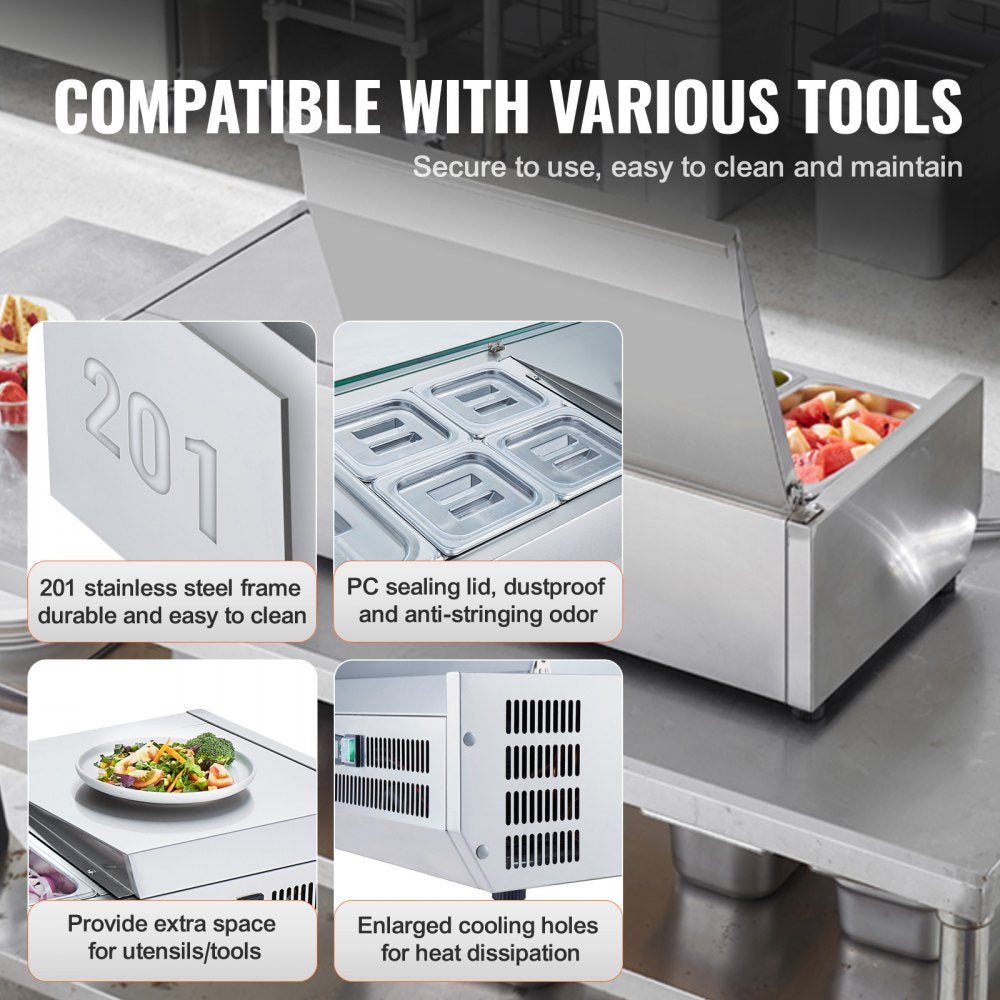 E48TW-G - Stainless Steel Refrigerated Prep Station with Pans and Digital Control