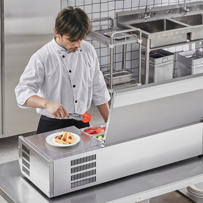 E48TW-G - Stainless Steel Refrigerated Prep Station with Pans and Digital Control