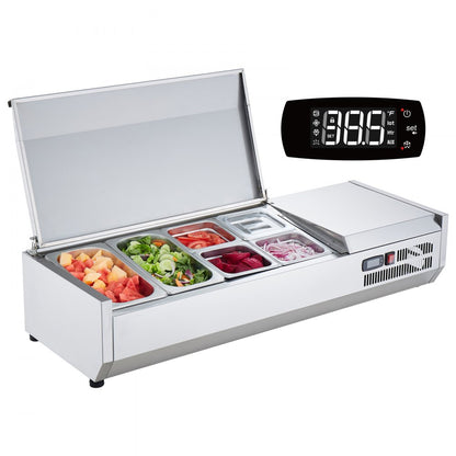 E48TW-G - Stainless Steel Refrigerated Prep Station with Pans and Digital Control