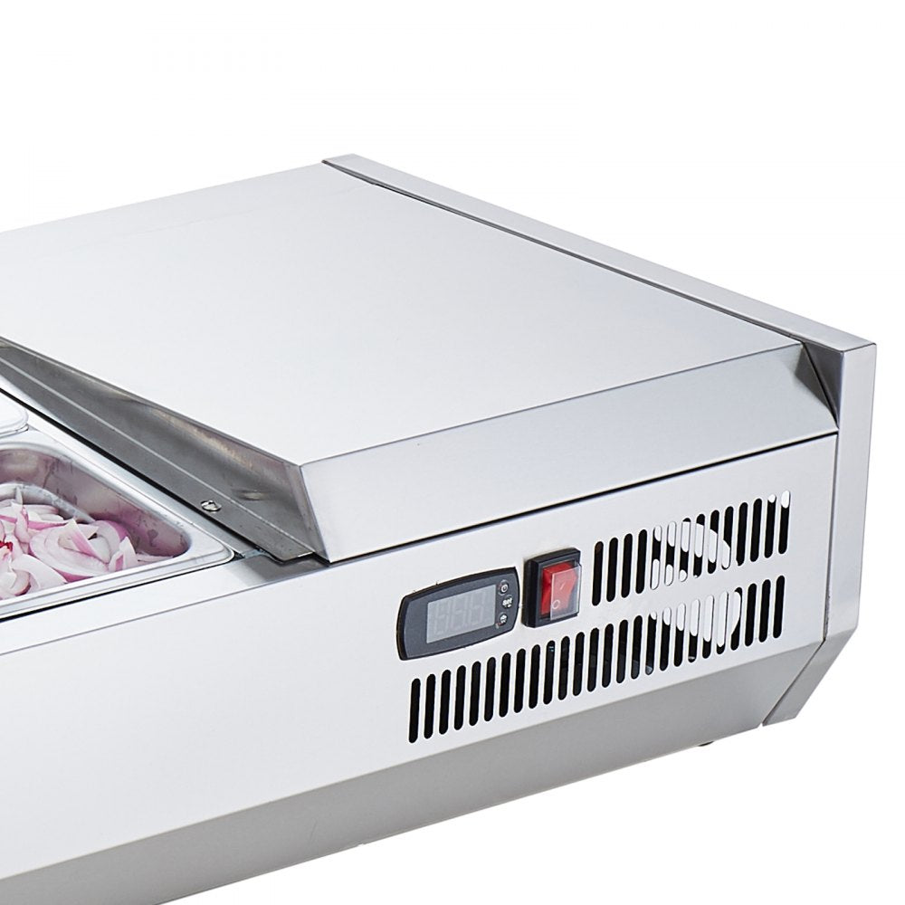 E48TW-G - Stainless Steel Refrigerated Prep Station with Pans and Digital Control