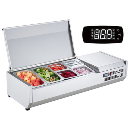 E48TW-G - Stainless Steel Refrigerated Prep Station with Pans and Digital Control