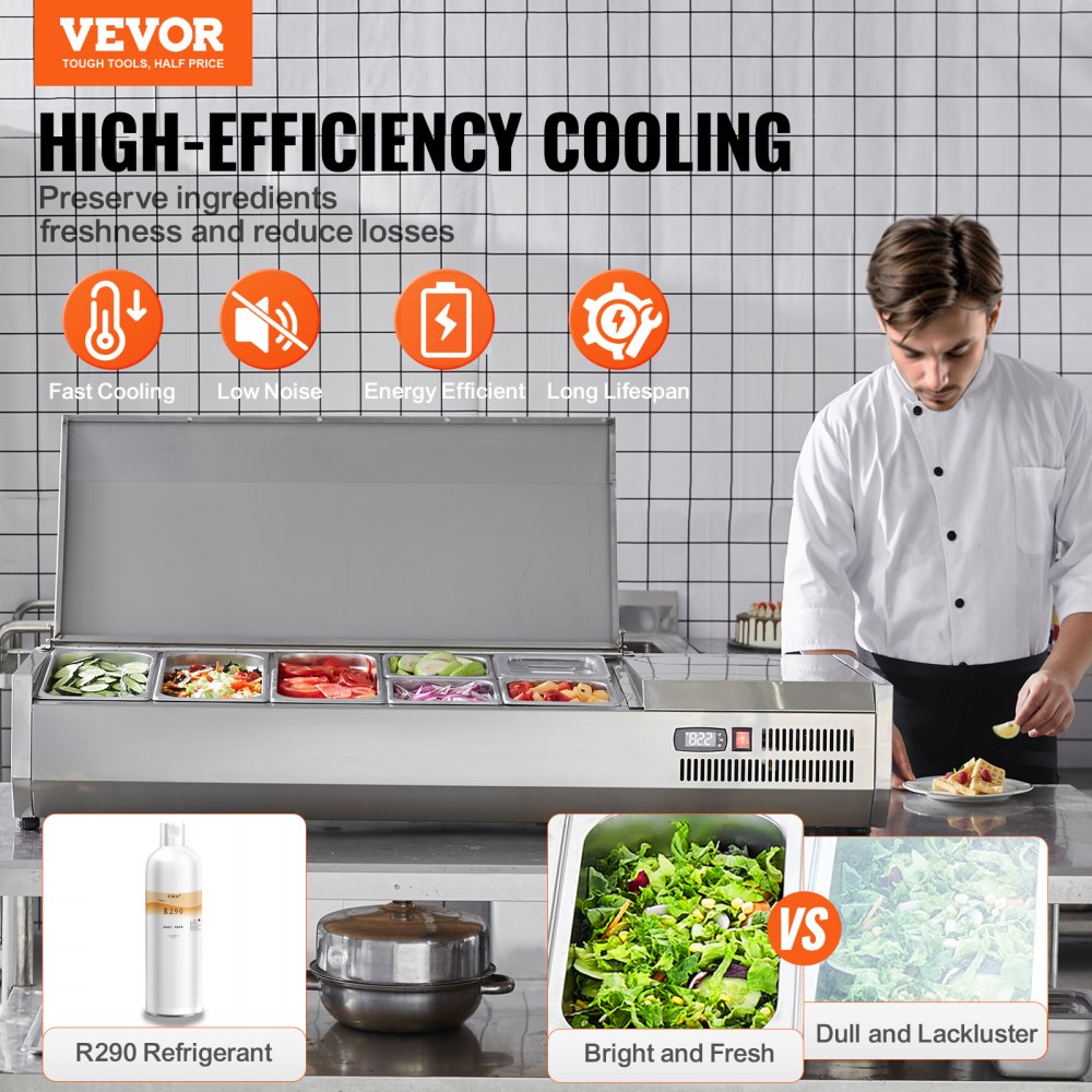 E55TW-G - Compact Refrigerated Prep Station with 3 Pans, Stainless Steel