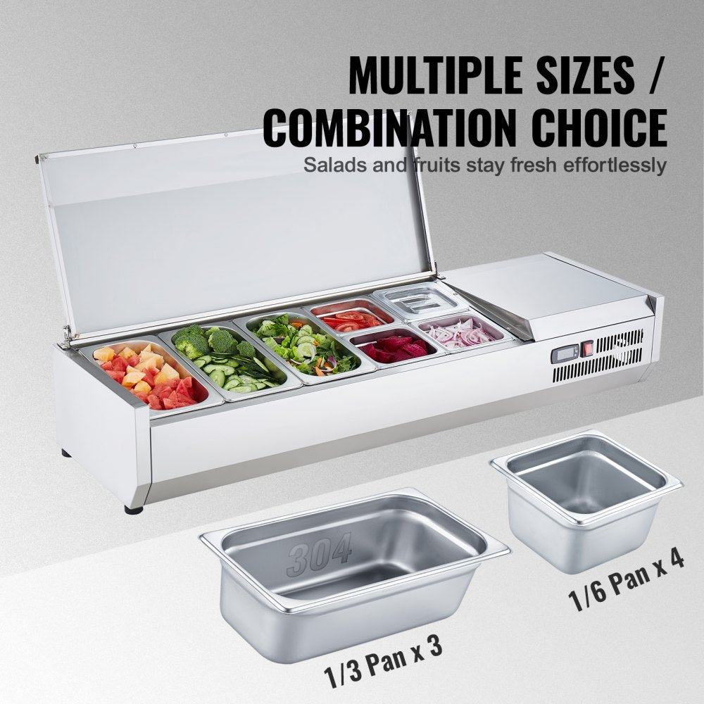 E55TW-G - Compact Refrigerated Prep Station with 3 Pans, Stainless Steel