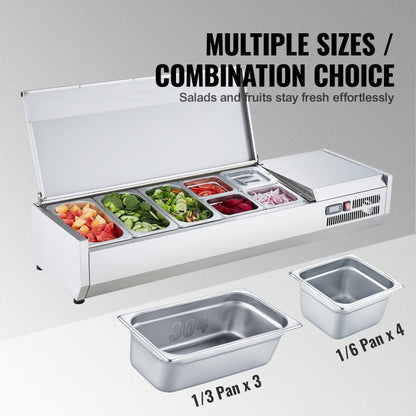 E55TW-G - Compact Refrigerated Prep Station with 3 Pans, Stainless Steel