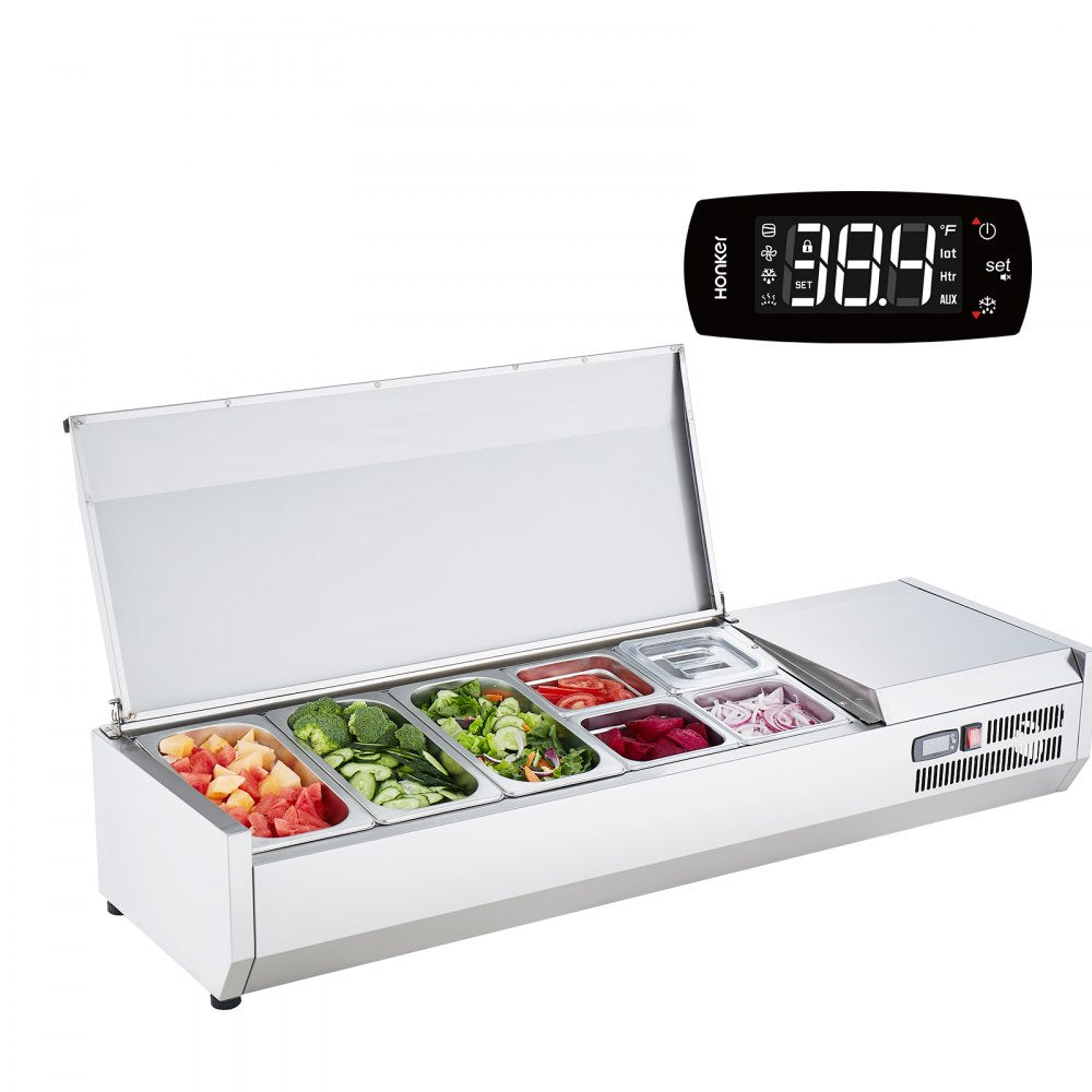 E55TW-G - Compact Refrigerated Prep Station with 3 Pans, Stainless Steel