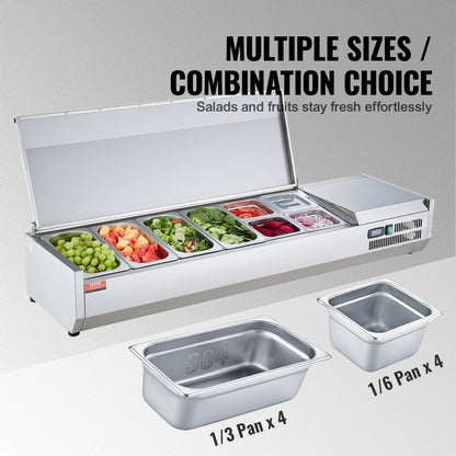 E60TW-G - 150W Refrigerated Prep Station with 4 Stainless Steel Pans