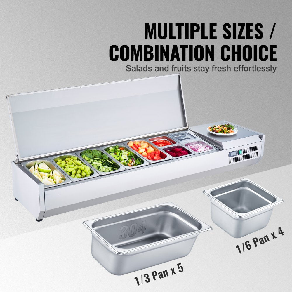 E71TW-G - VEVOR 160W Condiment Prep Station with Removable Lid