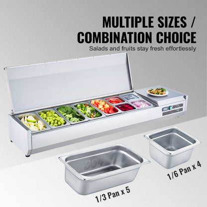 E71TW-G - VEVOR 160W Condiment Prep Station with Removable Lid