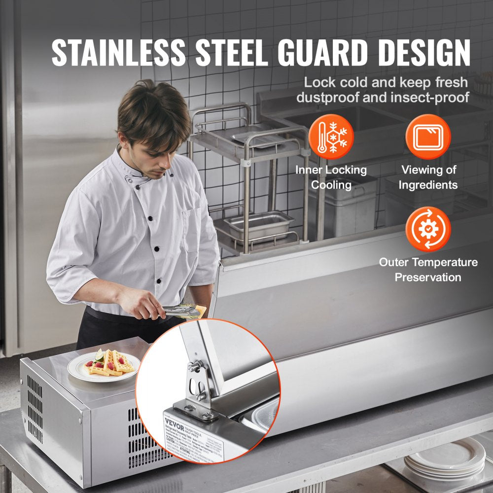 E71TW-G - VEVOR 160W Condiment Prep Station with Removable Lid