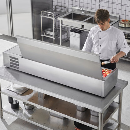 E71TW-G - VEVOR 160W Condiment Prep Station with Removable Lid