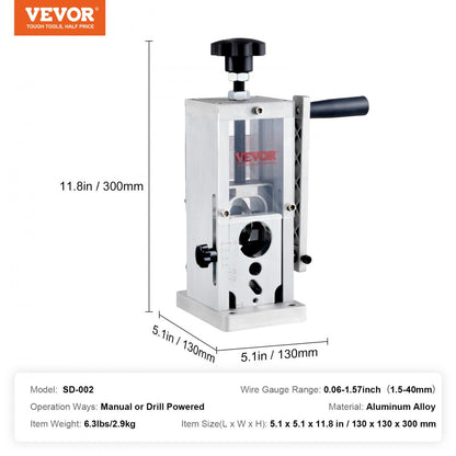SD-002 - VEVOR Manual Copper Stripper, 0.06''-1.57'' Gauge Range