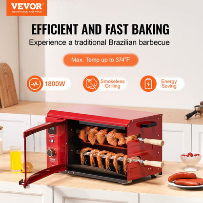 BD-02X - Electric 360° Rotating BBQ Grill for Juicy Meat Cooking