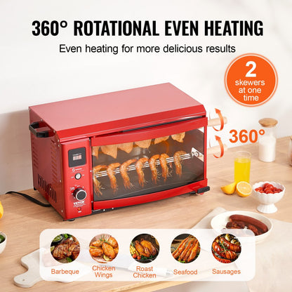 BD-02X - Electric 360° Rotating BBQ Grill for Juicy Meat Cooking