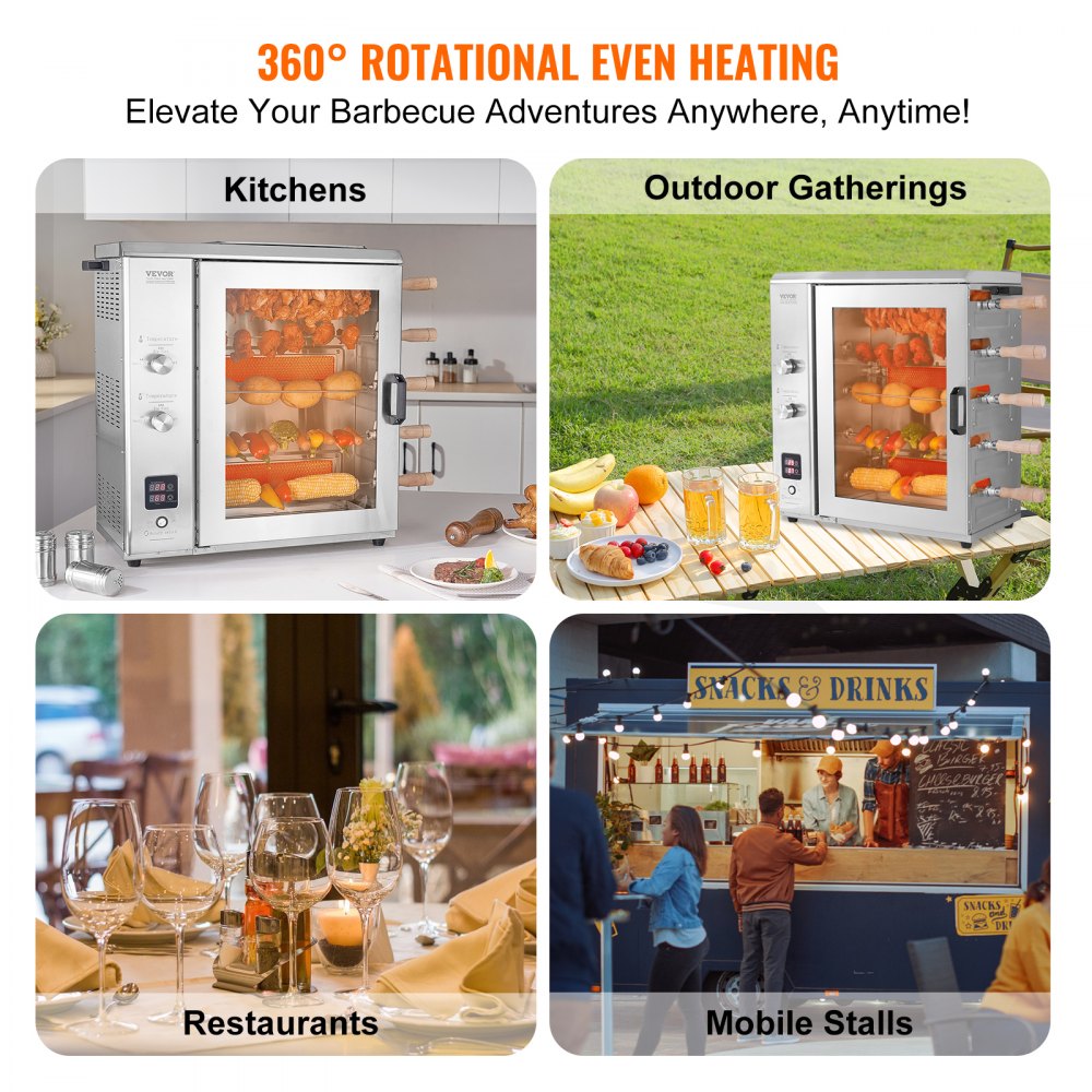 ZH-9325R - 5-String Stainless Steel Shawarma Grill with Dual Ceramic Burners