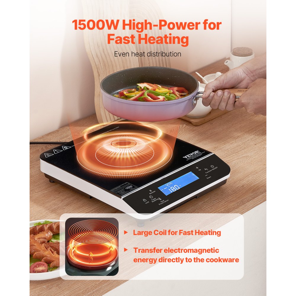 K1001-2 - 1500W Portable Induction Cooktop with LED Display & Touch Controls