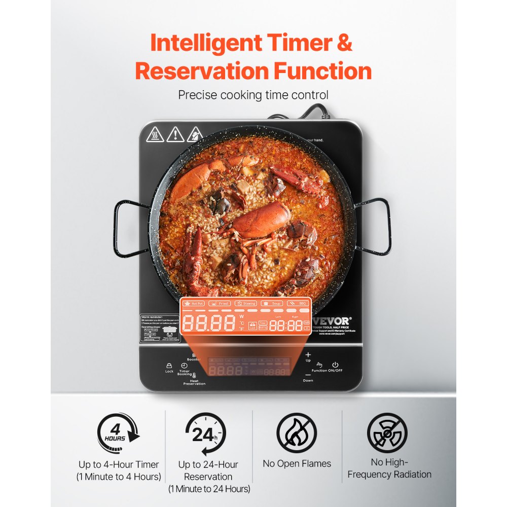 K1001-2 - 1500W Portable Induction Cooktop with LED Display & Touch Controls
