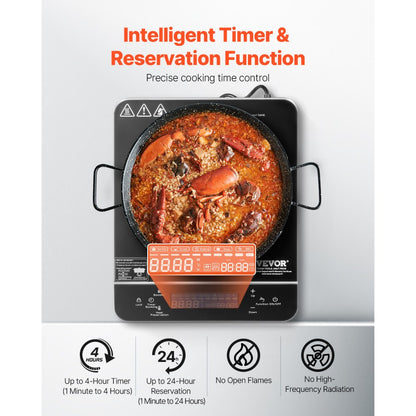 K1001-2 - 1500W Portable Induction Cooktop with LED Display & Touch Controls