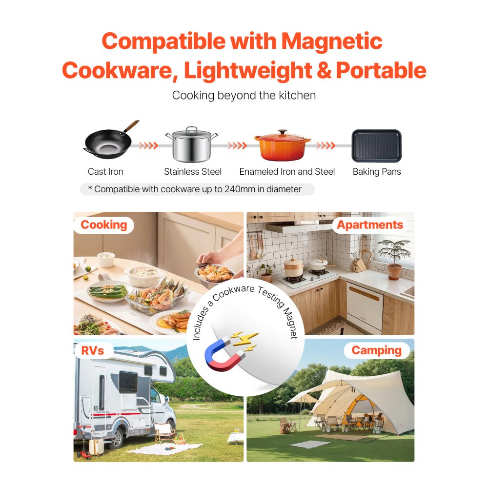 K1001-2 - 1500W Portable Induction Cooktop with LED Display & Touch Controls