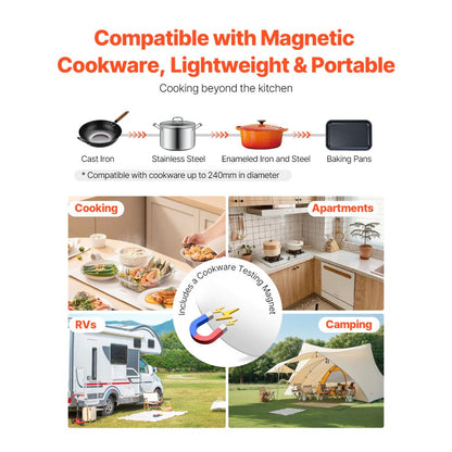 K1001-2 - 1500W Portable Induction Cooktop with LED Display & Touch Controls