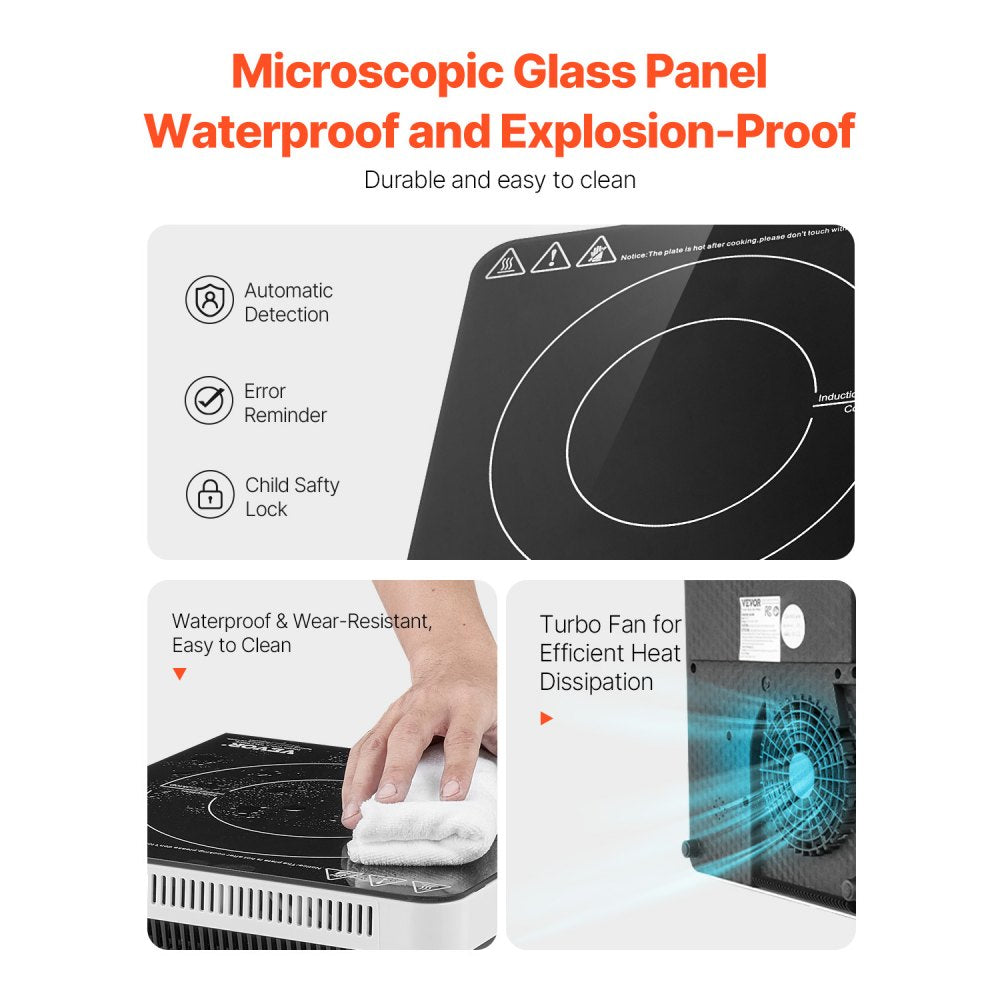K1001-2 - 1500W Portable Induction Cooktop with LED Display & Touch Controls