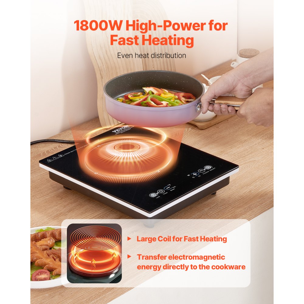 K1001 - 1800W Portable Induction Cooktop with Touch Controls