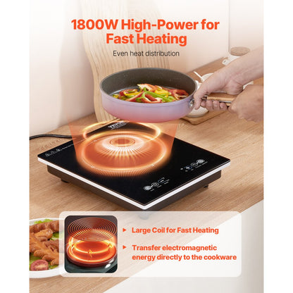 K1001 - 1800W Portable Induction Cooktop with Touch Controls