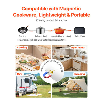 K1001 - 1800W Portable Induction Cooktop with Touch Controls