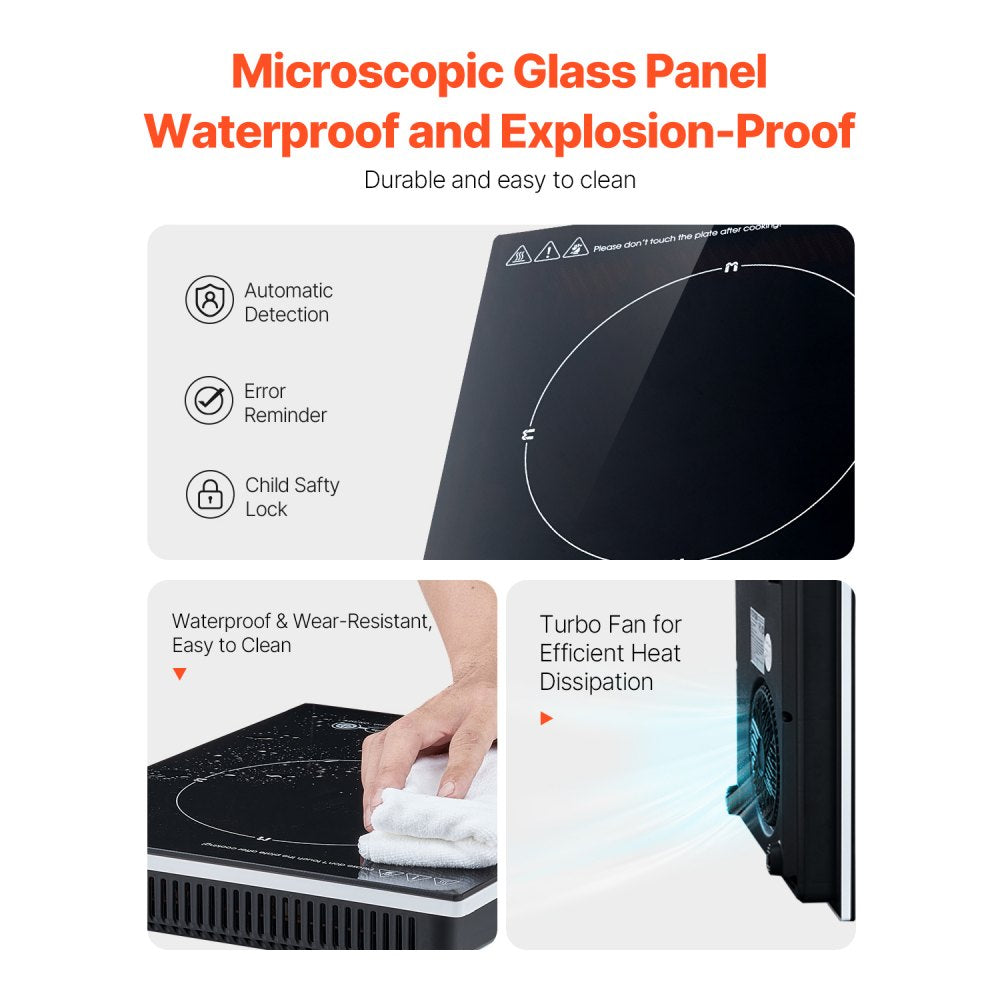 K1001 - 1800W Portable Induction Cooktop with Touch Controls