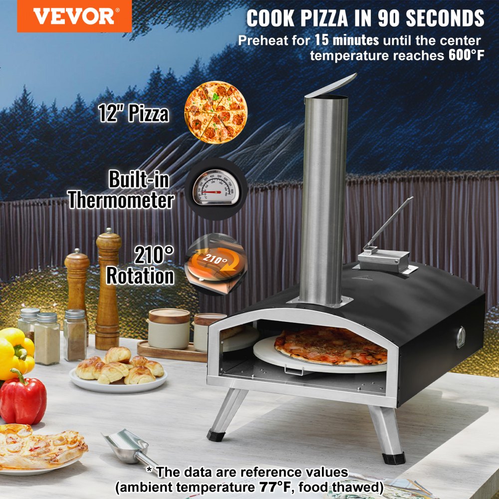 GB-PO12R - 12-Inch Portable Wood Pellet Oven with Rotating Stone