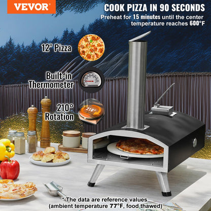 GB-PO12R - 12-Inch Portable Wood Pellet Oven with Rotating Stone