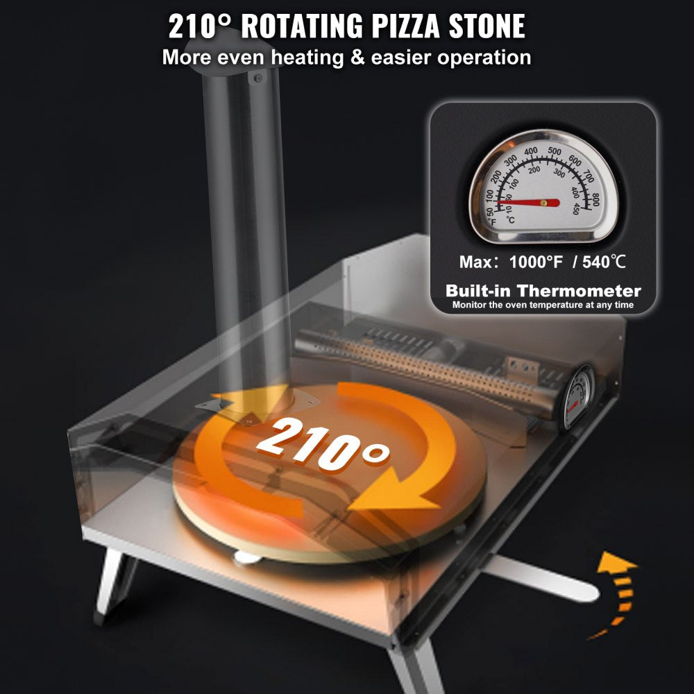 GB-PO12R - 12-Inch Portable Wood Pellet Oven with Rotating Stone