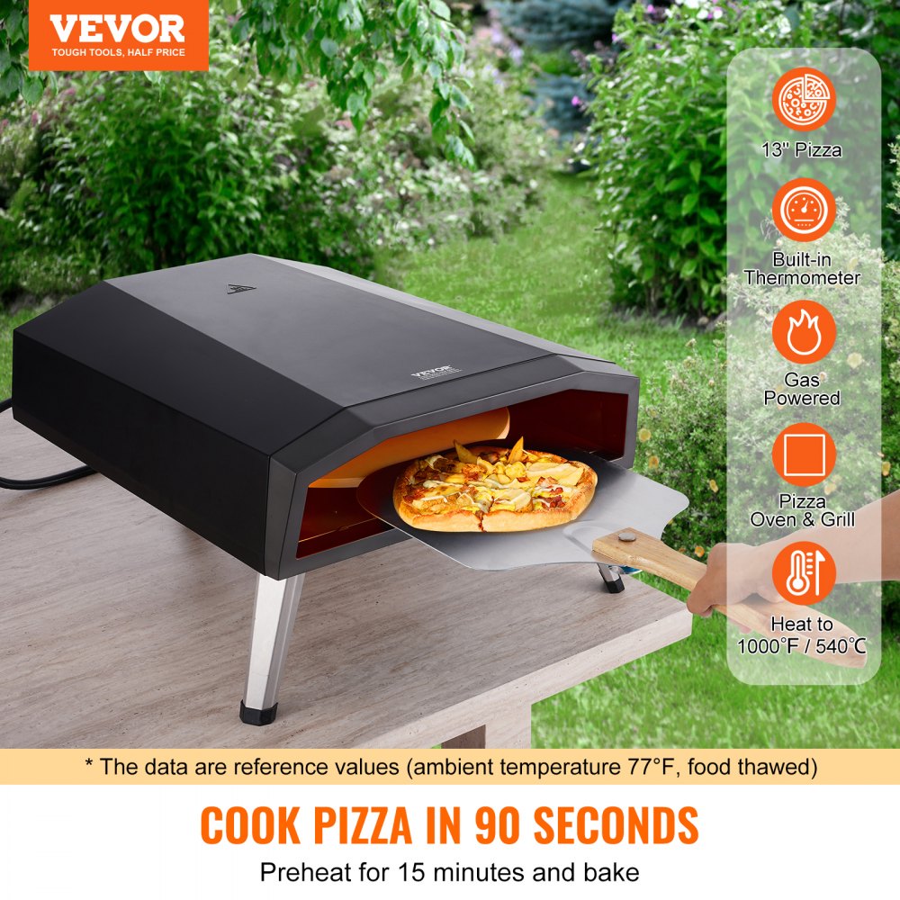 GB-GO13A - Portable Gas Pizza Oven, Bakes 13" Pizzas in 90 Seconds