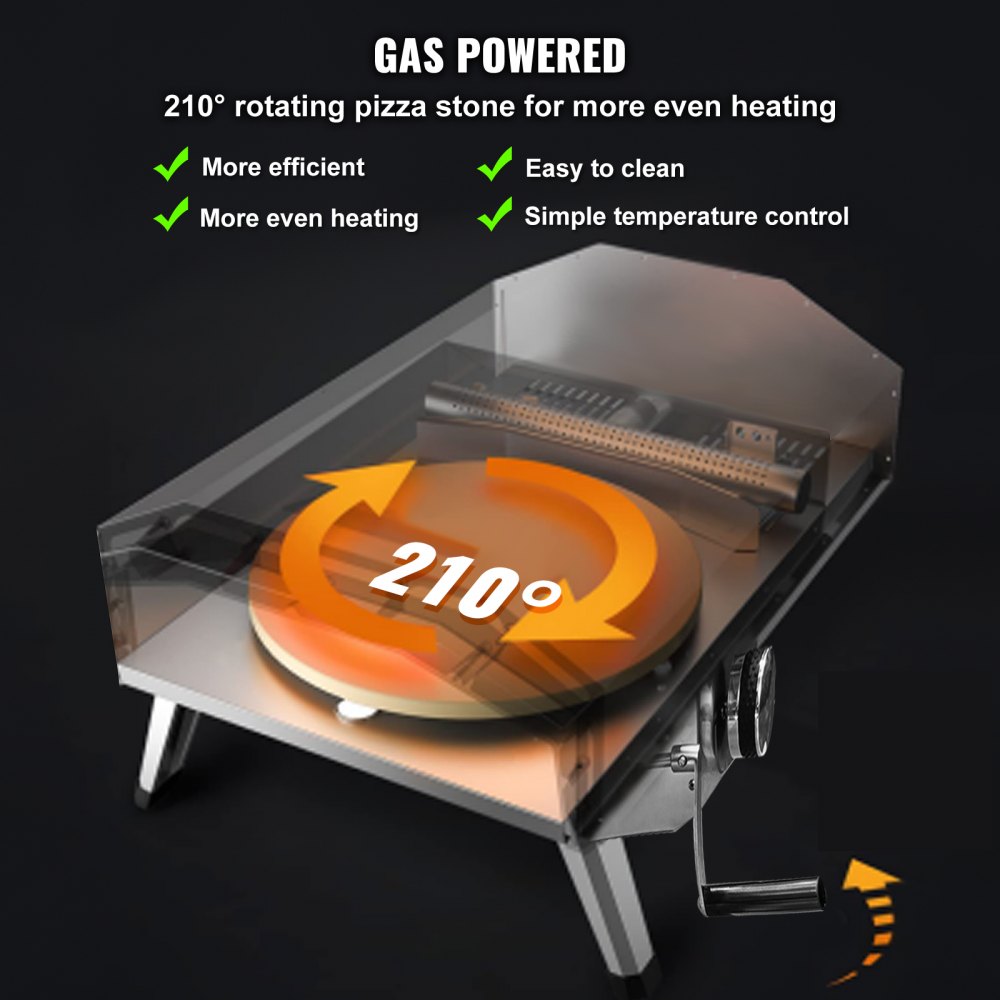 GB-GO13A - Portable Gas Pizza Oven, Bakes 13" Pizzas in 90 Seconds