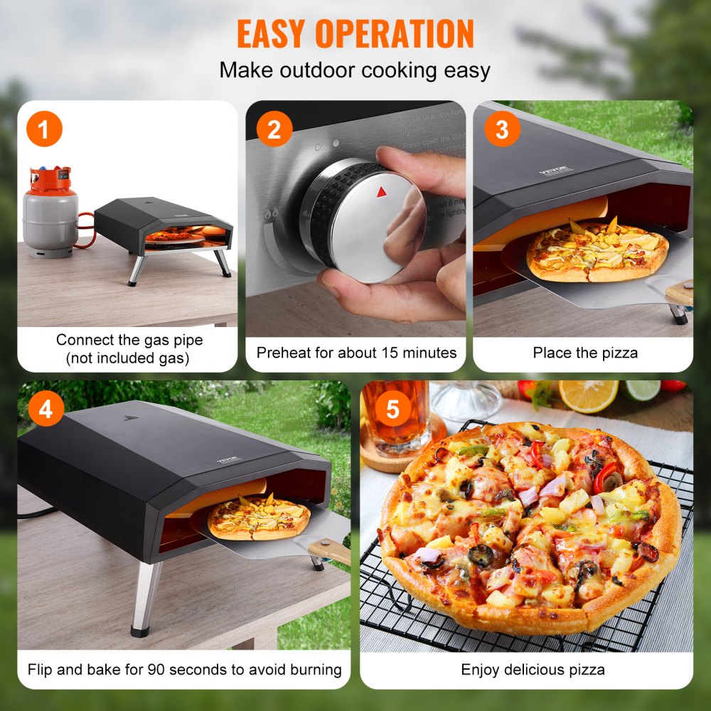 GB-GO13A - Portable Gas Pizza Oven, Bakes 13" Pizzas in 90 Seconds