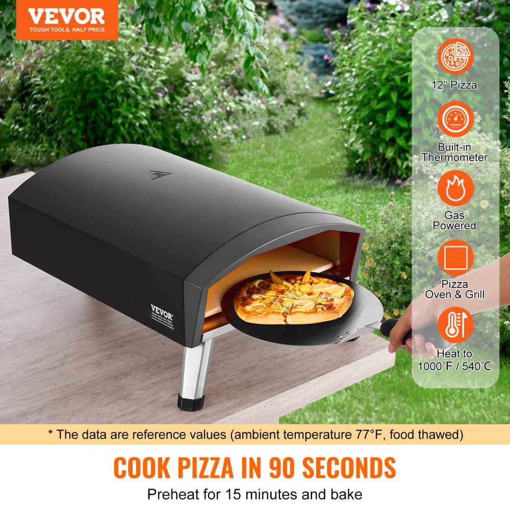 GB-GO12D - Portable Gas Pizza Oven, Bakes 12" Pizzas in 90 Seconds