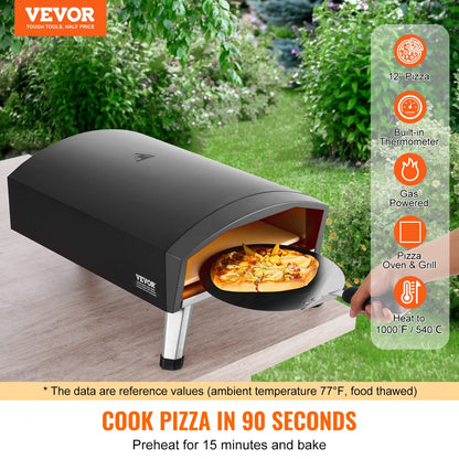 GB-GO12D - Portable Gas Pizza Oven, Bakes 12" Pizzas in 90 Seconds