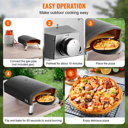 GB-GO12D - Portable Gas Pizza Oven, Bakes 12" Pizzas in 90 Seconds