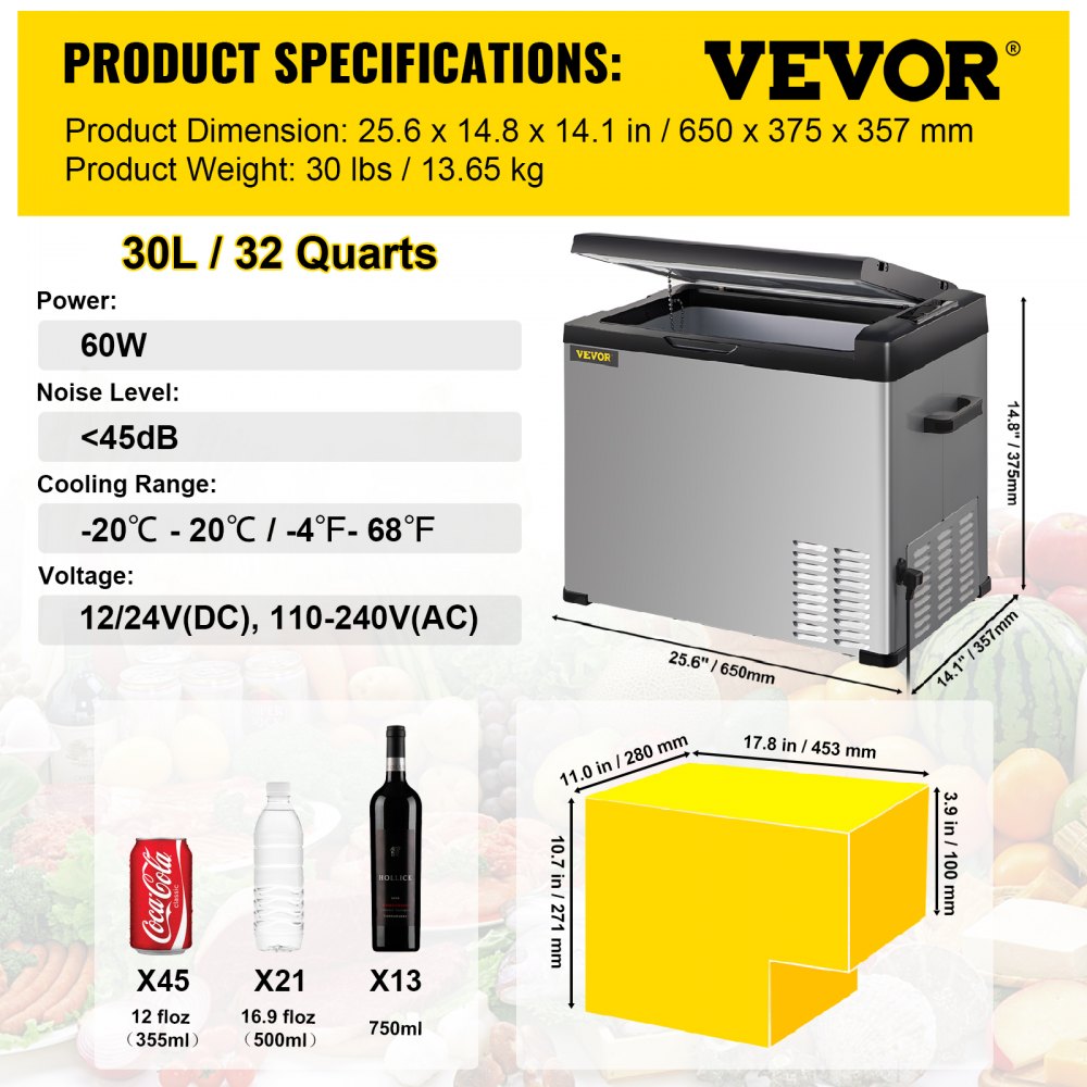 C30 - Compact 32 Quart Portable Refrigerator with APP Control and -4℉ Cooling