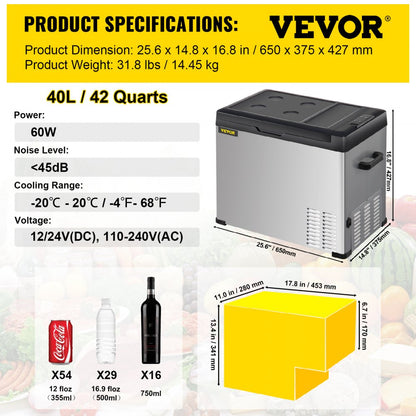 C40 - Portable 42 Quart Fridge, -4℉ to 68℉ with APP Control