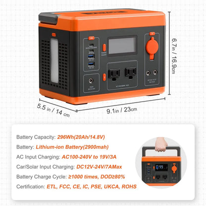 296WHBJCNDY - Compact Portable Power Station with LCD Screen & 296Wh Capacity