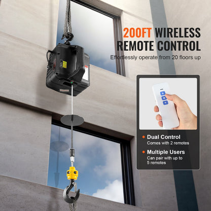 500-B - VEVOR 1100 lbs Wireless Electric Hoist Crane, 22.9 ft Lift Height