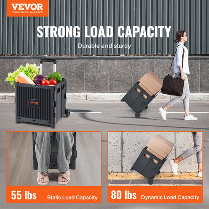 8821 - Portable Foldable Utility Cart, 80 lbs Capacity, Easy Telescoping Handle