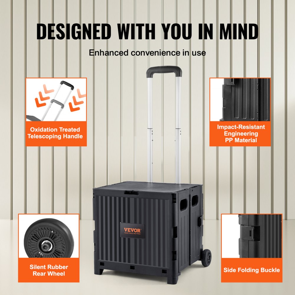 8821 - Portable Foldable Utility Cart, 80 lbs Capacity, Easy Telescoping Handle