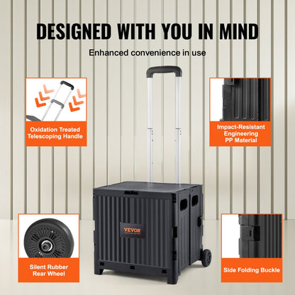 8821 - Portable Foldable Utility Cart, 80 lbs Capacity, Easy Telescoping Handle