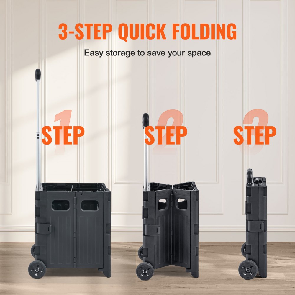 8821 - Portable Foldable Utility Cart, 80 lbs Capacity, Easy Telescoping Handle