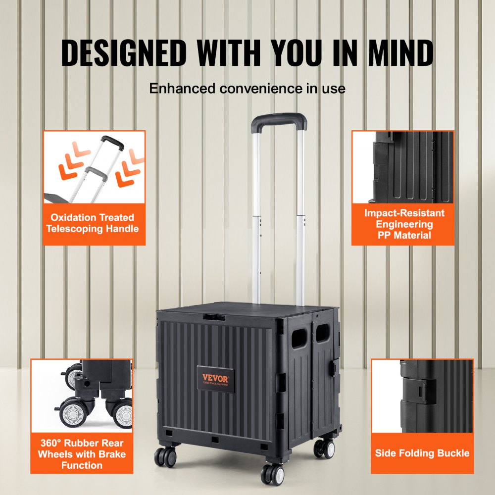 8822 - Portable Foldable Cart, 110 lbs Capacity, Adjustable Handle