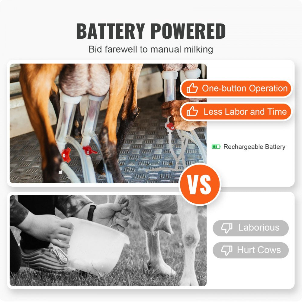 9JWD-12 - 12L Portable VEVOR Goat Milking Machine, Stainless Steel, Electric