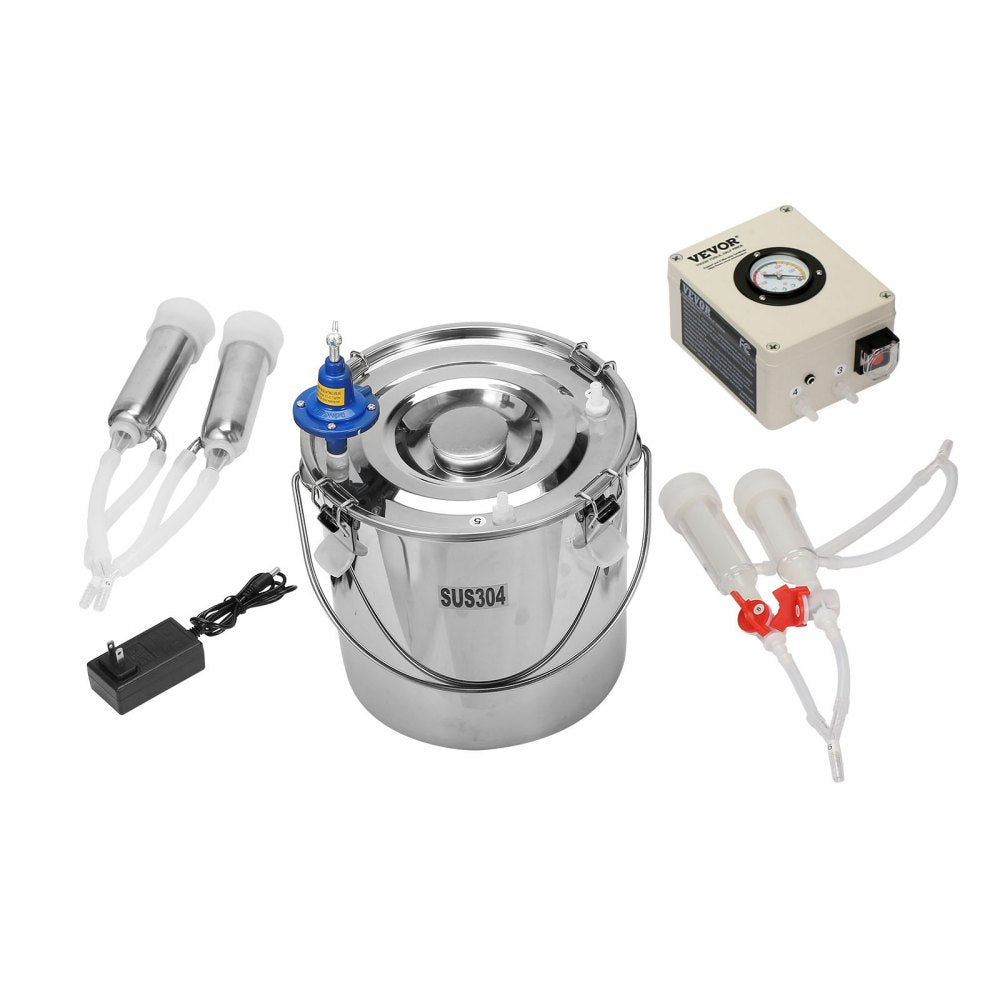 9JWD-12 - 12L Portable VEVOR Goat Milking Machine, Stainless Steel, Electric