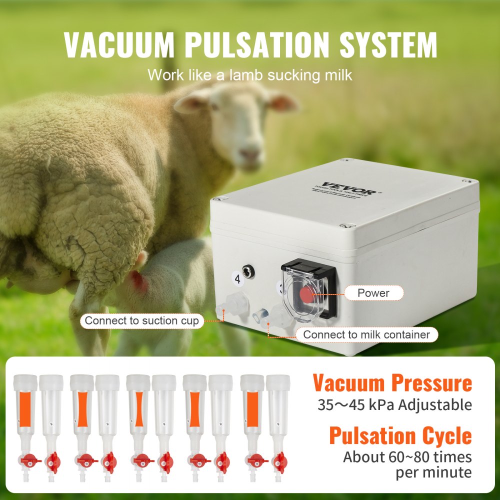 9JYZ-3 - Efficient VEVOR Goat Milking Machine with 3L Stainless Steel Bucket